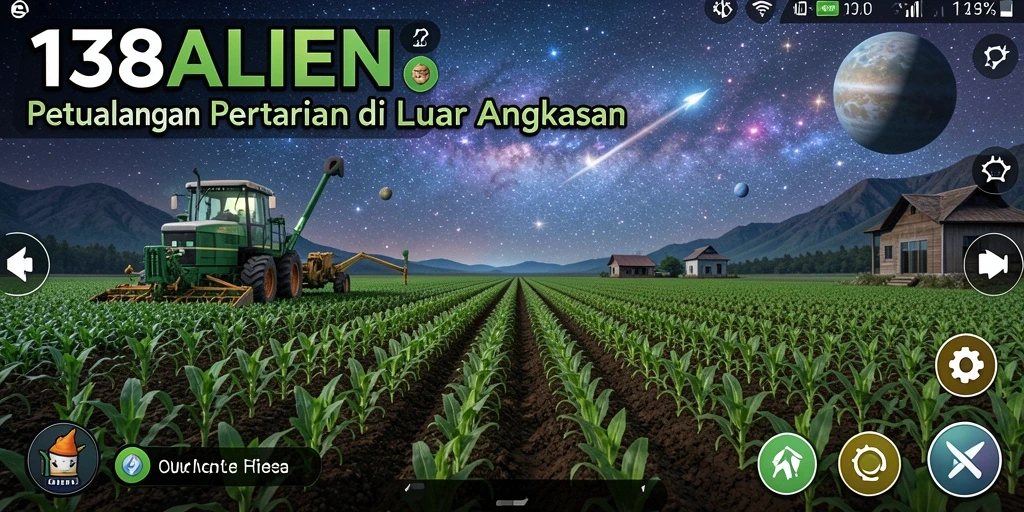 Screenshot gameplay 138ALIEN menunjukkan aktivitas bertani di planet alien.