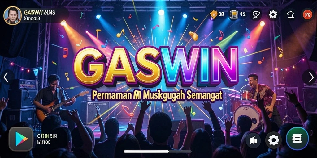 Tampilan game GASWIN dengan berbagai pilihan lagu yang menarik.
