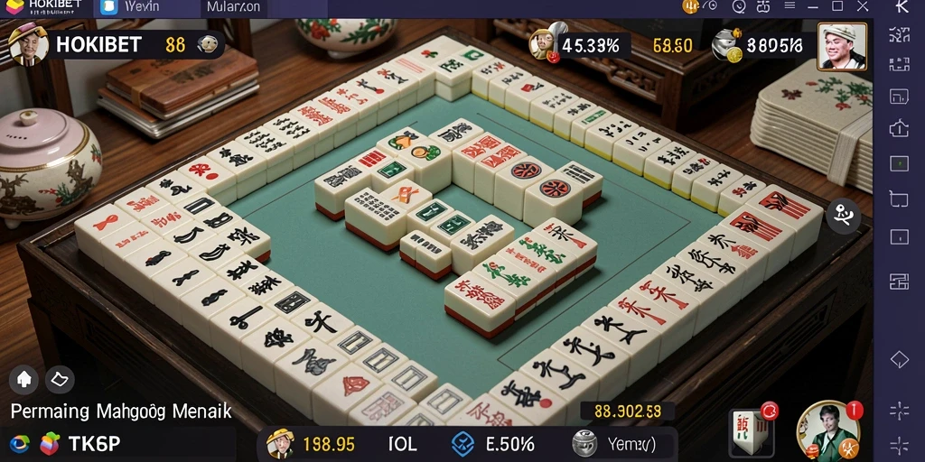Tampilan gameplay HOKIBET dengan aksi Mahjong yang menegangkan.