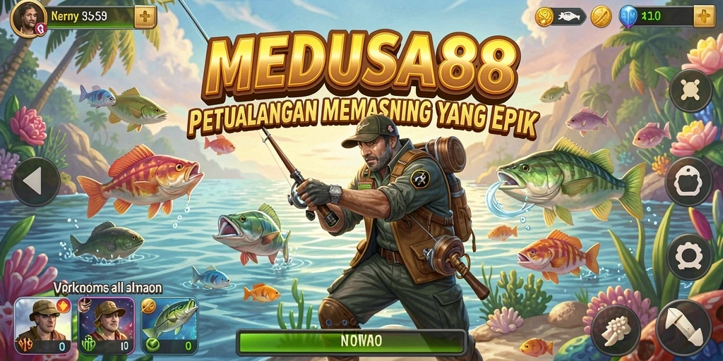 Gameplay MEDUSA88 yang menampilkan aksi memancing seru di lautan.