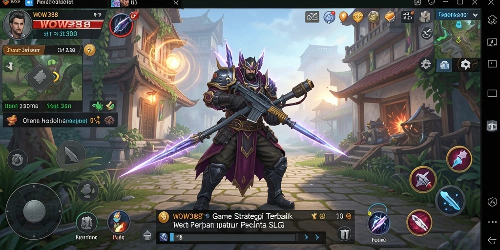 Screenshot gameplay WOW388 menampilkan pertarungan epik strategi SLG.
